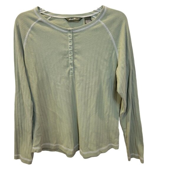 Eddie Bauer Sz XL Women's LS 1/4 Snap Pullover Thermal Under Shirt Blouse - Picture 1 of 8
